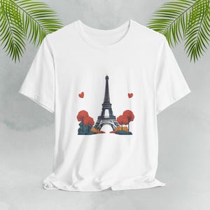 Maglietta unisex a maniche corte con scritta &quot;Torre Eiffel&quot;, stile parigino, casual, estiva, regalo per viaggiatori.