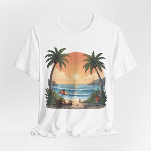 Coastal Sunset T-Shirt, Beach Lover Tee, Vacation Shirt, Summer Vibes Apparel, Travel Gift Idea, Relaxed Style Tee