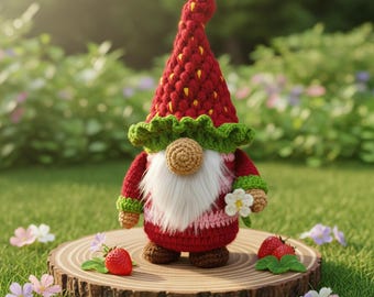 Amigurumi Strawberry Gnome Patron au crochet PDF - Mignon nain à faire soi-même pour les débutants - Téléchargement numérique - Tutoriel de jouet fait main - Patron PDF