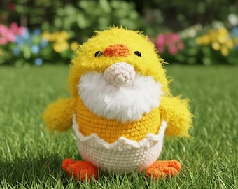 Amigurumi Chick Gnome Crochet Pattern PDF - Joli nain à faire soi-même pour les débutants - Téléchargement numérique - Tutoriel de jouet fait main - Modèle PDF