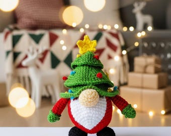 Christmas Tree Gnome Crochet Pattern | Nordic Scandinavian Gnome Decor | Amigurumi Christmas PDF | Crochet Holiday Tiered Tray Ornament