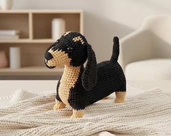 Patron de teckel au crochet PDF - Chien amigurumi
