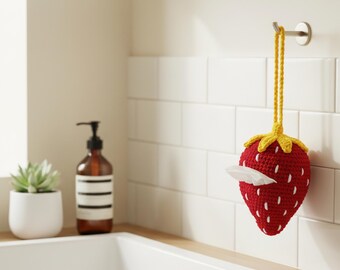 Crochet Strawberry Tissue Holder Pattern | Car Seat & Rearview