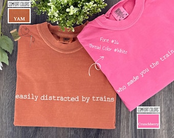 Benutzerdefinierte Komfort Farben T-Shirt, personalisierte gestickte T-Shirts, gesticktes Komfort Farben T-Shirt, benutzerdefiniertes Stickerei Geschenk, benutzerdefinierter Text Shirts