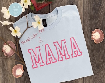 Custom Embroidered Mama Tshirt, Personalized Family Varsity Sweatshirt, Custom Mom Hoodie, Gift for Mom, New Grandma Gift, Mother's Day Gift