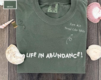 Custom Comfort Colors T-Shirt, Personalized Embroidered T-Shirts, Embroidered Comfort Colors Tee, Custom Embroidery Gift, Wavy Font T-shirts