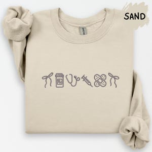 Embroidered Nurse Sweatshirt | Nursing Icons Crewneck | Gifts for Nurses | RN Nurse Shirt | Medical Embroidery | Registered Nurse Tee