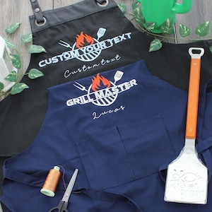 BBQ King Custom Apron with Pockets | Embroidered Grill Master Gift for Him | Personalized Apron for Cookouts & Backyard Chefs