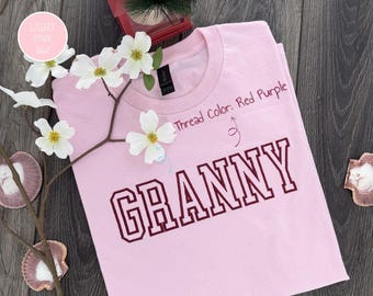 Custom Embroidered Granny Tshirt, Personalized Mama Varsity Sweatshirt, Custom Mom Hoodie, Gift for Mom, New Grandma Gift, Mother's Day Gift