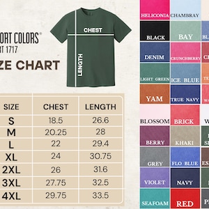 Comfort Colors T-shirt Size And Color Chart