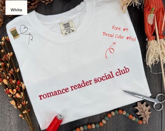 Custom Comfort Colors T-Shirt, Personalized Embroidered T-Shirts, Embroidered Comfort Colors Tee, Custom Embroidery Gift, Book Lover T-shirt