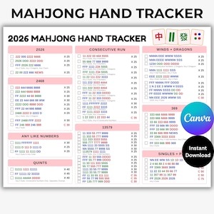 American Mahjong Guide Printable, Mahjong Rules Cheat Sheet, Beginner Visual Guide, Mahjong Tips & Line Finder, Mahjong Gift