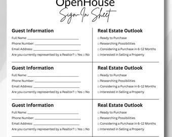 Editable Open House Sign-In Sheet – Real Estate Printable Template (US Letter, Canva + PDF)