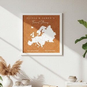 Europe push pin map personalized corkboard map of Europe custom travel map push pin map Europe pin board wall decor pinboard couples gift
