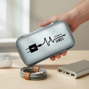 Personalized Tech Pouch: Compact Travel Cable Organizer for Men