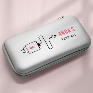 Travel electronic cable bag custom name tech pouch small cord organizer compact case for charger cables gadgets bag for women airplane bag