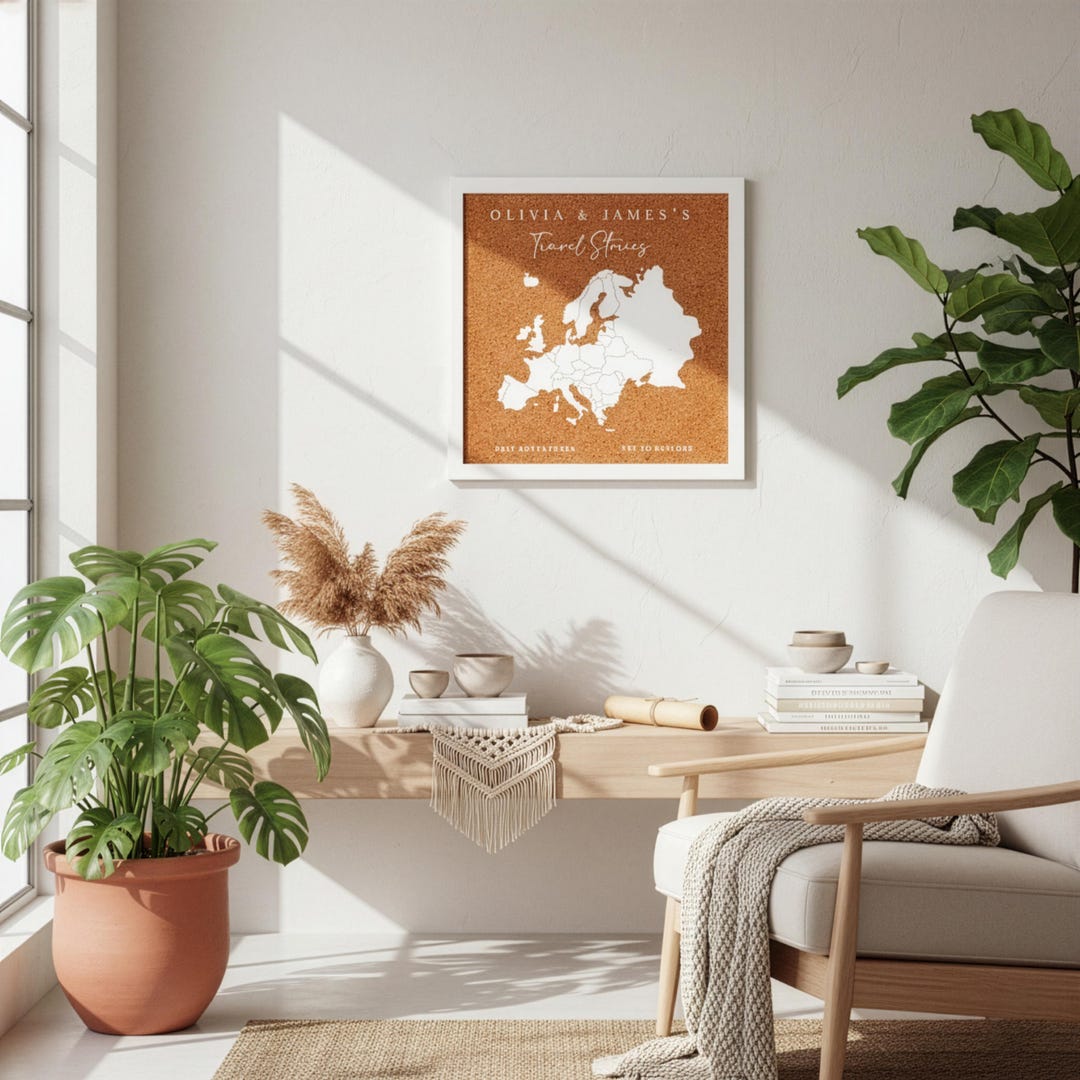 Europe Push Pin Map Personalized Corkboard Map of Europe Custom Travel ...
