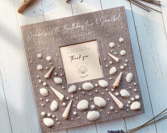 Custom seashell photo album coastal honeymoon album ocean inspired wedding keepsake journal beach travel memory book with custom text