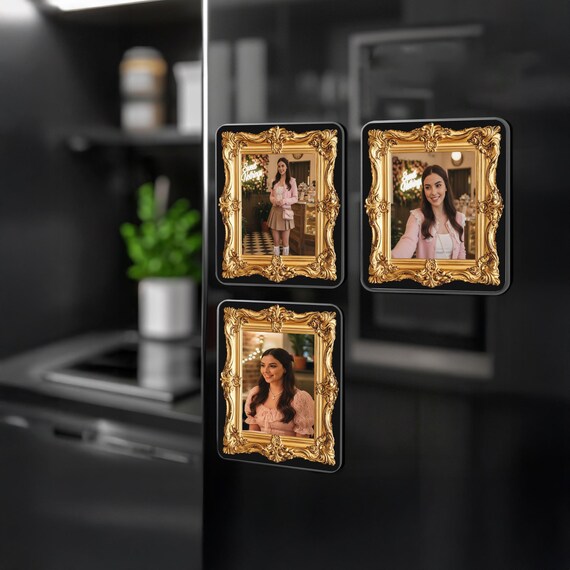 Personalized Vintage Gold Frame Photo Magnet – Antique Style 