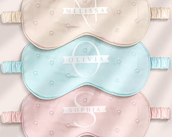 Personalized Satin Sleep Mask: Custom Name, Travel Eye Mask