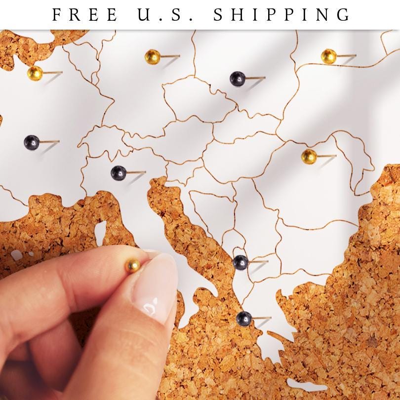 Europe Push Pin Map Personalized Corkboard Map of Europe Custom Travel ...