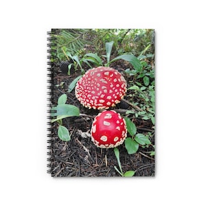 Red Mushroom Spiral Notebook - Nature Lover Gift, Eco-Friendly Journal, Stationery for Artists, Unique School Supplies, Writing Notebook