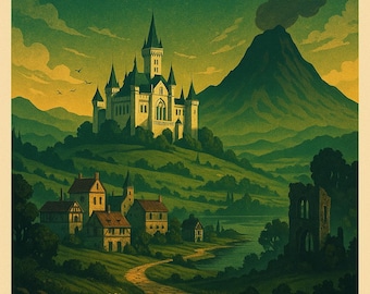 Visit Hyrule Travel Poster | Zelda-Inspired Digital Art | Fantasy Wall Print Download | Lore Atlas Decor