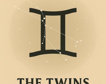 Gemini Zodiac Print: Minimalist Astrology Constellation Art (Digital Download)