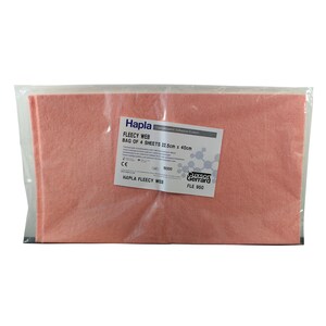May include: A package containing four sheets of Hapla Fleecy Web, measuring 8.86 inches by 15.75 inches. The product is in a clear plastic bag with a label that includes the brand name, product details, and manufacturer information.