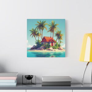 Coastal Paradise Canvas, Island Home Art, Rustic Beach Decor, Tropical Wall Art, Vacation Vibe, Gift for Beach Lovers