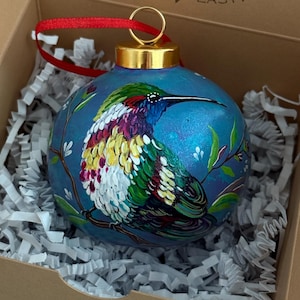 Hummingbird Hand Painted Ceramic Bauble Ornament