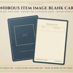 DnD Blank Wondrous Item Cards Add Your Own Art | Fillable Item Card Template 5e | Homebrew PDF | 18 Blanks | A4 US Letter