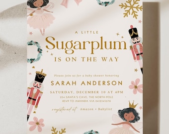 Editable Nutcracker Ballet Baby Shower Invitation: Pink Pastel Little Sugar Plum Party (Digital Download)