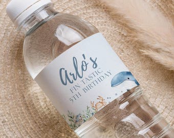 Under The Sea Water Bottle Label Editable Ocean Theme Bottle Labels Sea Animal Birthday Party Decor Printable 5th Birthday Party Wraps