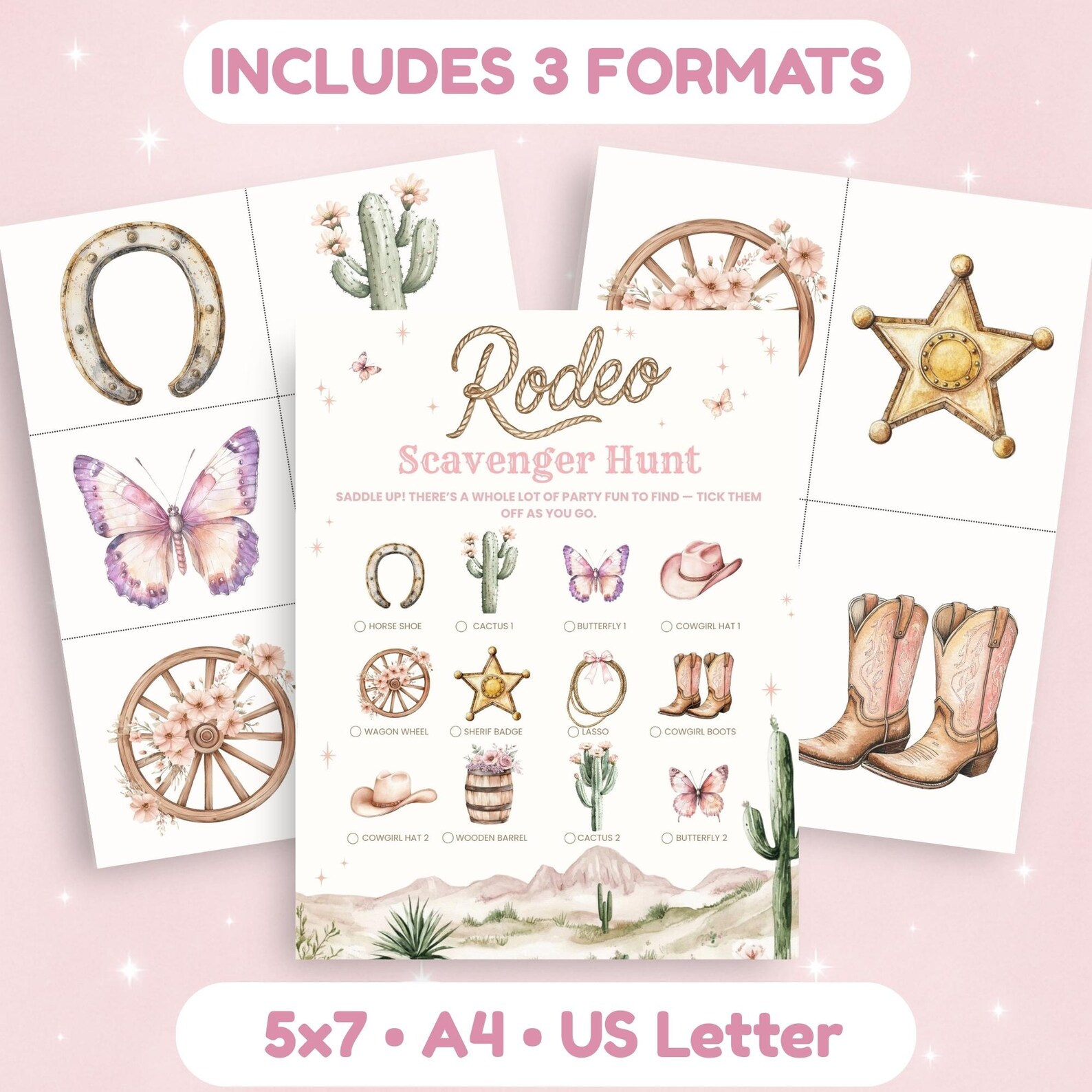 Printable Checklist Rodeo Rodeo Scavenger Hunt Printable Cowgirl Birthday Party Game for Kids ...