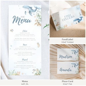 Sea You Soon Baby Bundle Summer Under the Sea Baby Shower Decor for Boy Editable Canva Party Set with Invitations Favors Signs & Labels imagen 7