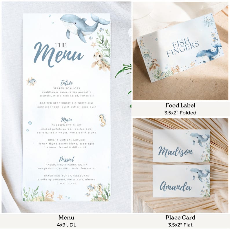 Sea You Soon Baby Bundle Summer Under the Sea Baby Shower Decor for Boy Editable Canva Party Set with Invitations Favors Signs & Labels imagen 7