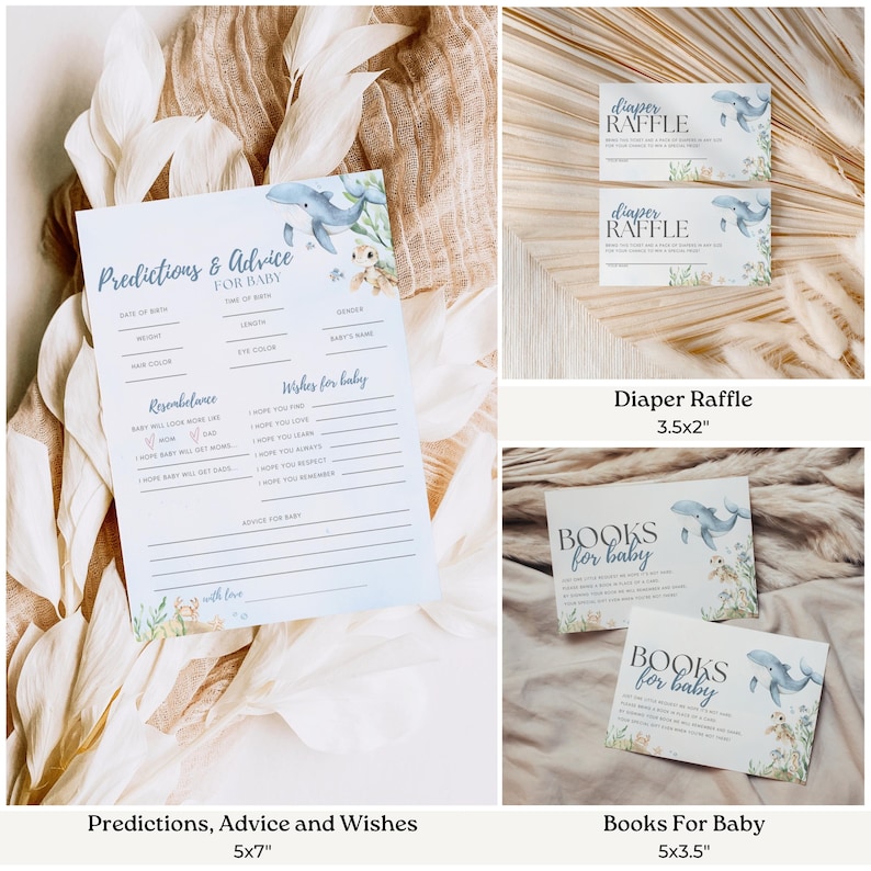 Sea You Soon Baby Bundle Summer Under the Sea Baby Shower Decor for Boy Editable Canva Party Set with Invitations Favors Signs & Labels imagen 4