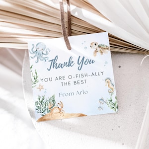 Editable Under the Sea Birthday Party Favor Tag Octopus Turtle Seahorse Thank You Tags Ocean Theme Party Goodie Bag Label Fish Gift Tag