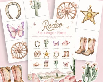 Rodeo Scavenger Hunt Printable Cowgirl Birthday Party Game for Kids Western Party Activity Girls Fun Class Game Instant Download