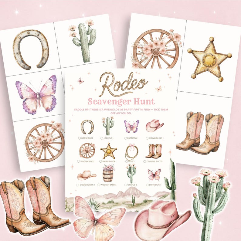 Printable Rodeo Activities Rodeo Scavenger Hunt Printable Cowgirl Birthday Party Game for Kids ...