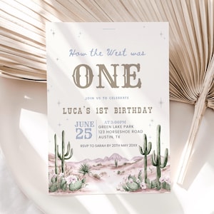 How the West was One Birthday Invitation Wild West Cowboy Theme Country Western 1st Birthday Editable Digital Template INSTANT DOWNLOAD