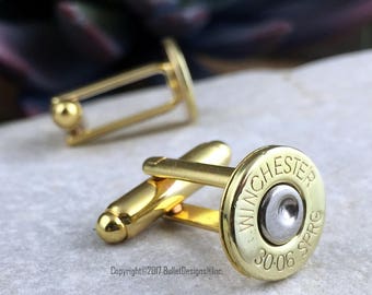 Bullet Cufflinks, Winchester 30-06 Brass Bullet Cuff Links, Wedding, Bridal, Formal, Groom, Groomsmen, Suit, Tuxedo, QUANTITY DISCOUNTS