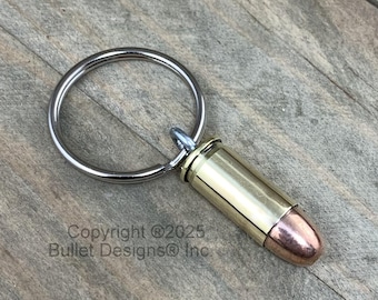 32 Auto Brass Bullet Keychain, Bullet Keyring, Gold Tone, Recycled
