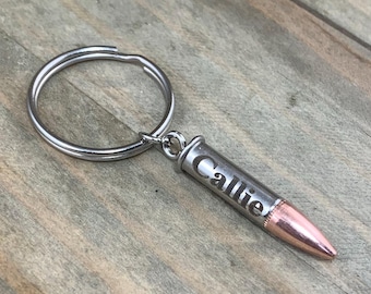 Custom Engraved 22 Long Rifle Bullet Keychain or Necklace, REAL, DIY Urn Kit Key Ring, Memorial Personalized Ash Holder Small, Cremation TNR