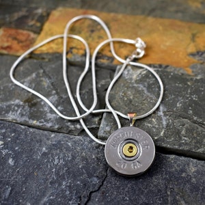 Custom 20 Gauge Winchester Shotgun Necklace, Bullet Jewelry, Silver Tone