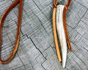 Antler Necklace, Leather Deer Antler, Bronze, Jewelry