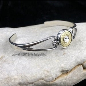 Custom Sterling Silver Cuff Bullet Bracelet, 30-06, 243, 270, 308, 45 Auto, 7mm-08, Rifle, 6.5 Creedmoor, Elegant Bullet Jewelry, Recycled