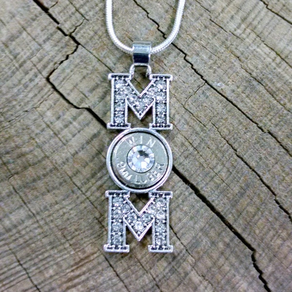 Bullet Necklace / 9MM Bullet Mom Necklace Nickel WIN-9MM-N-MOMN / Mom Necklace / Mother's Day / Mom Gift / Custom Mom Gift / Lightweight