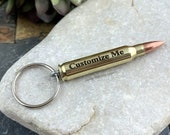 Custom Engraved Brass Bullet Keychain, DARK PERMANENT ENGRAVING, 308, 30-06, 30-30, 270, 243, ak-47, Personalized Keyring, 223, 300 Win Mag